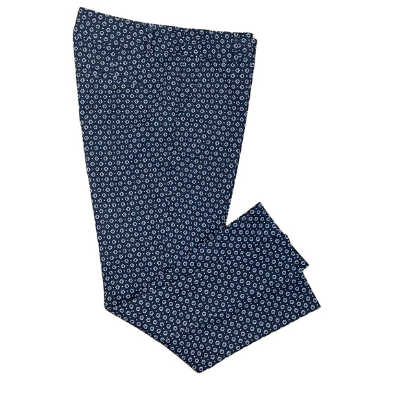 Loft Sz 12 Marissa Skinny Pants 36"x28" Small Diamond Print Blue Stretch Poplin - Picture 11 of 11